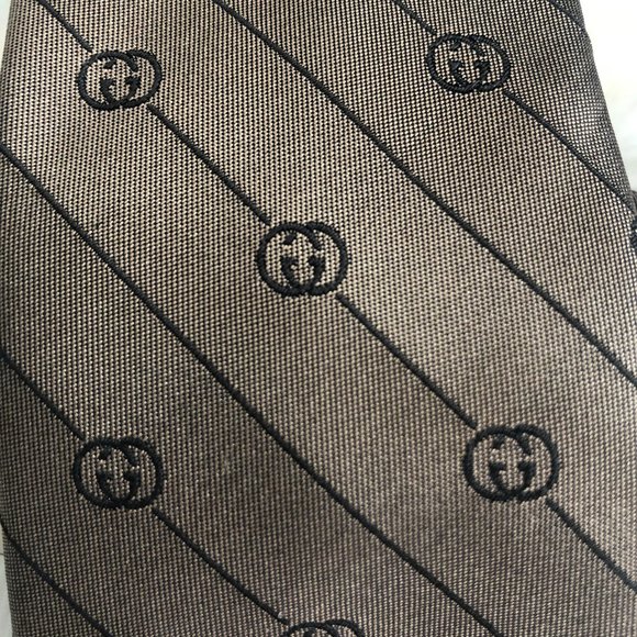 Gucci GG-striped Silk-jacquard tie in Brown NEW WITH TAGS - Picture 5 of 8